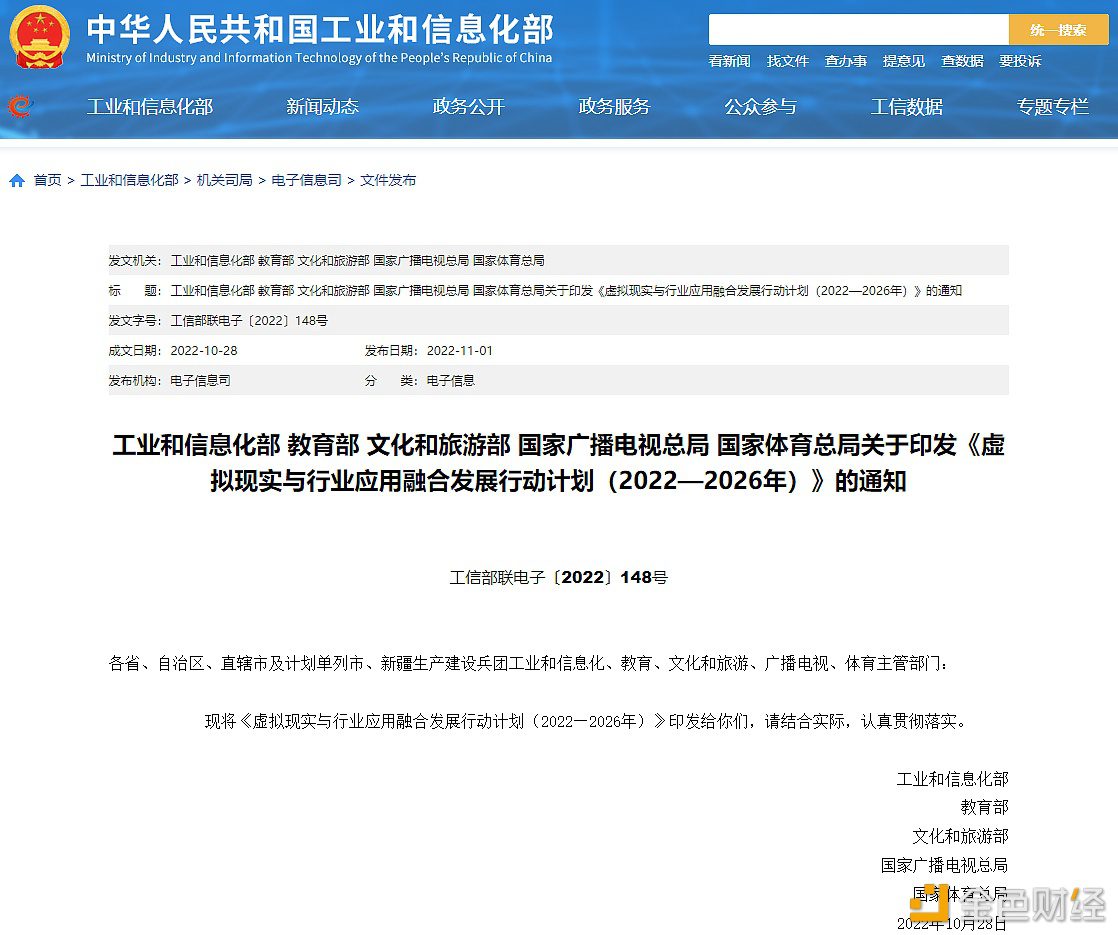 工信部等五部门：将强化虚拟现实与区块链、数字孪生等技术深度融合-第1张图片-芝麻交易所下载