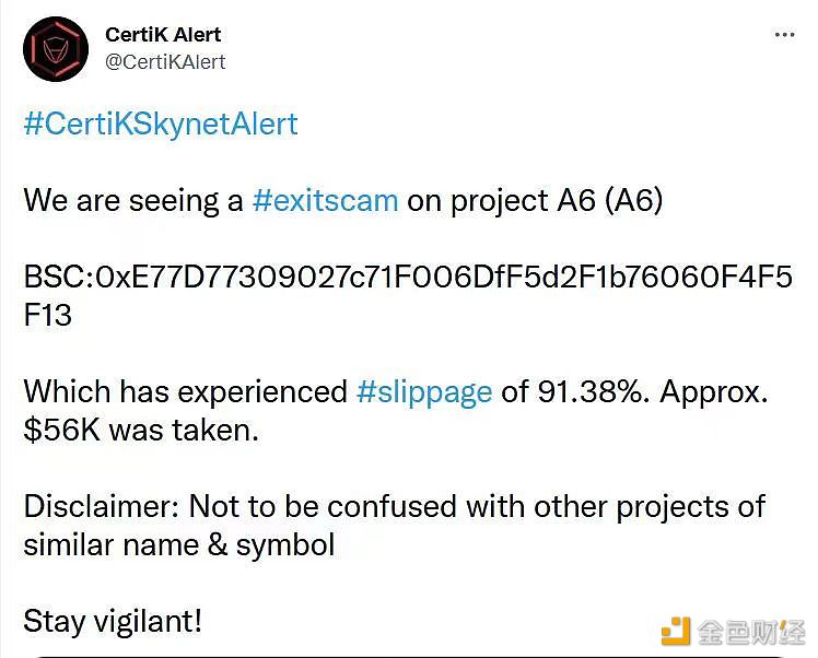 安全公司：A6项目已确认是退出骗局，已获利约5.6万美元-第1张图片-芝麻交易所下载