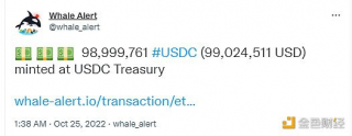 USDC Treasury增发近9900万枚USDC