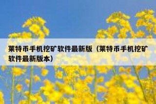 莱特币手机挖矿软件最新版（莱特币手机挖矿软件最新版本）