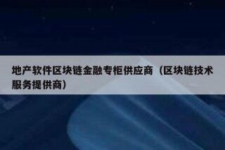 地产软件区块链金融专柜供应商（区块链技术服务提供商）